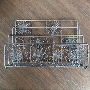 Silver Floral Wire File Organizer